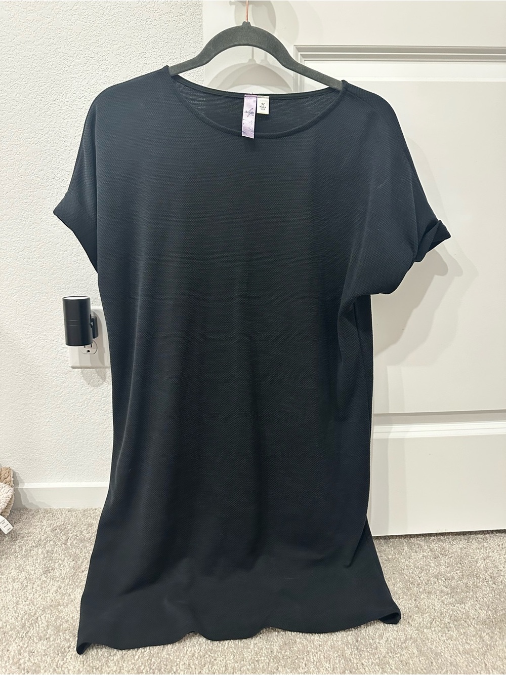 Alya Black Short Sleeve Crewneck Tunic Dress